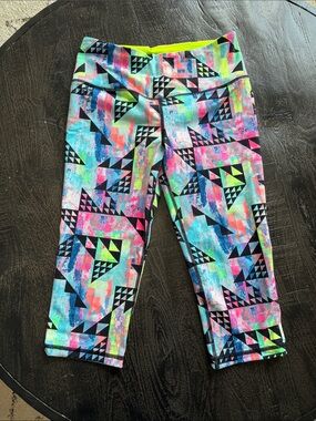 Victoria's Secret Neon Geo Capri Leggings - Turquoise, Pink, Yellow, Black